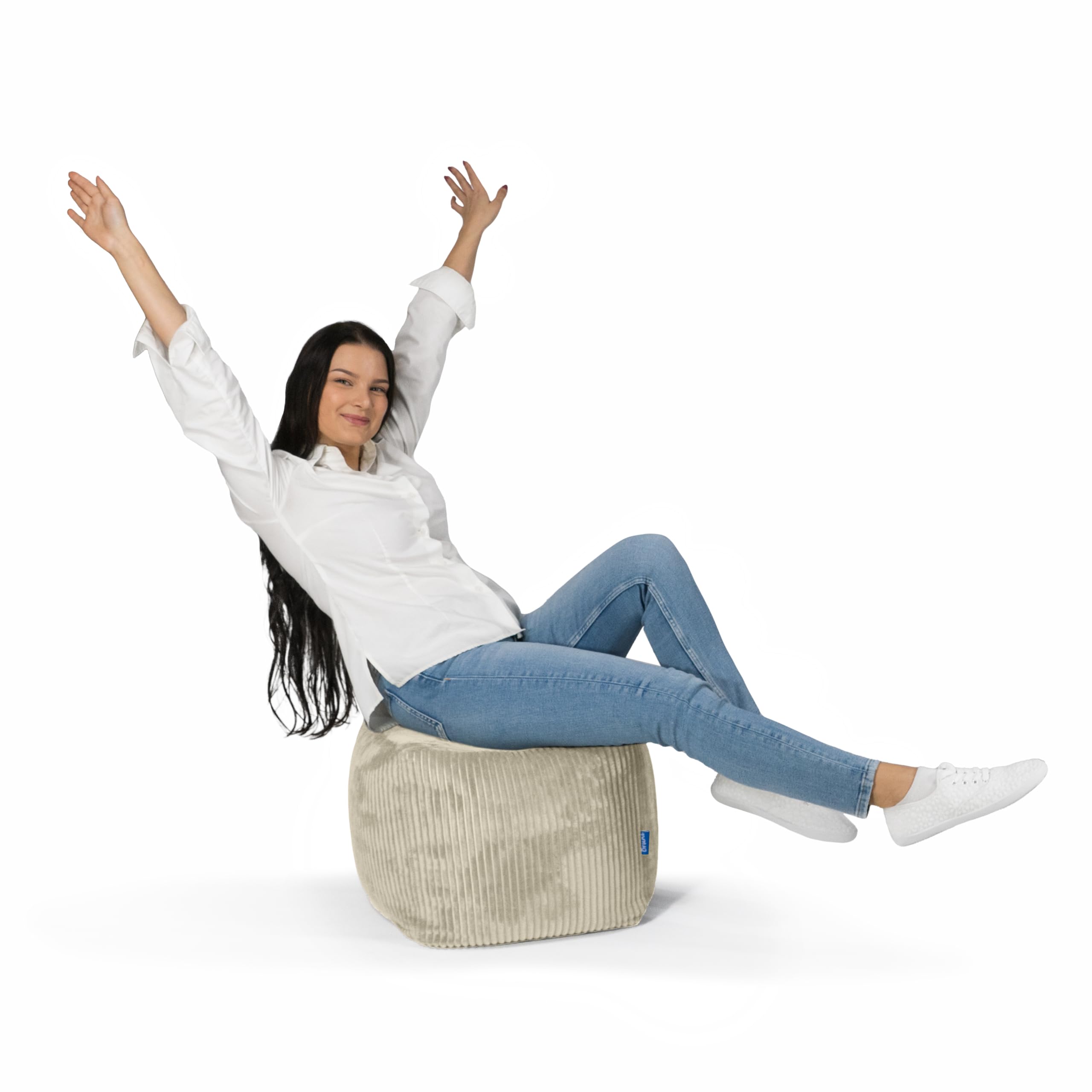 Bruni Sitzwürfel Cubo Cord in Beige – 40x40x40 cm Cord-Sitzwürfel aus Deutschland, Indoor-Sitzcube, Fußhocker und Bodenkissen