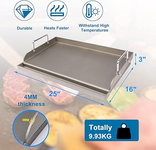 Miniatura 55 de Uniflasy Plancha reversible de hierro fundido para parrilla superior para estufa de 16 7/8 pulgadas, sartén plana, placa de plancha de hierro