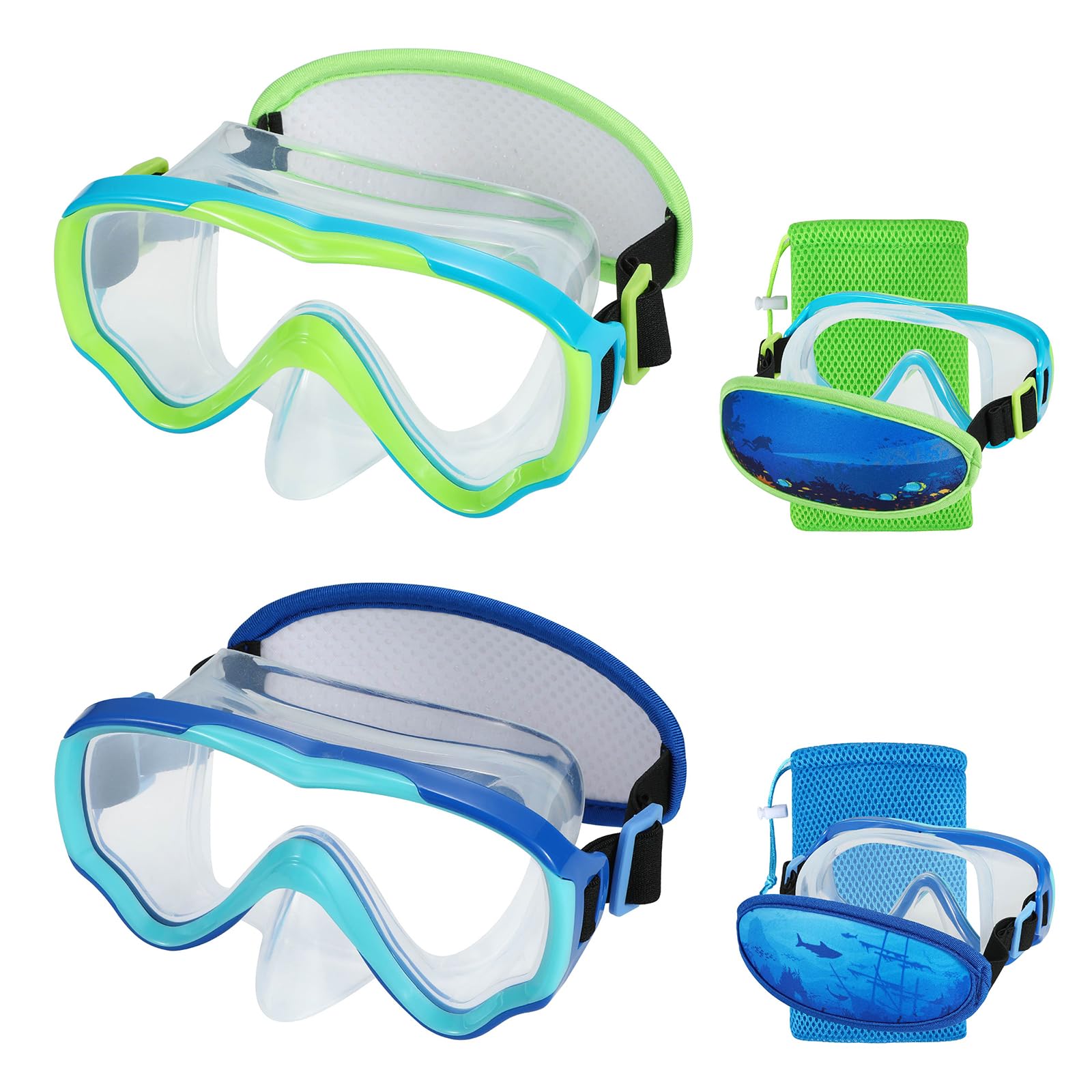 Schwimmbrille Kinder 6–14, Tauchmaske, kein Verheddern, Nasenschutz für JR/Jugendliche
