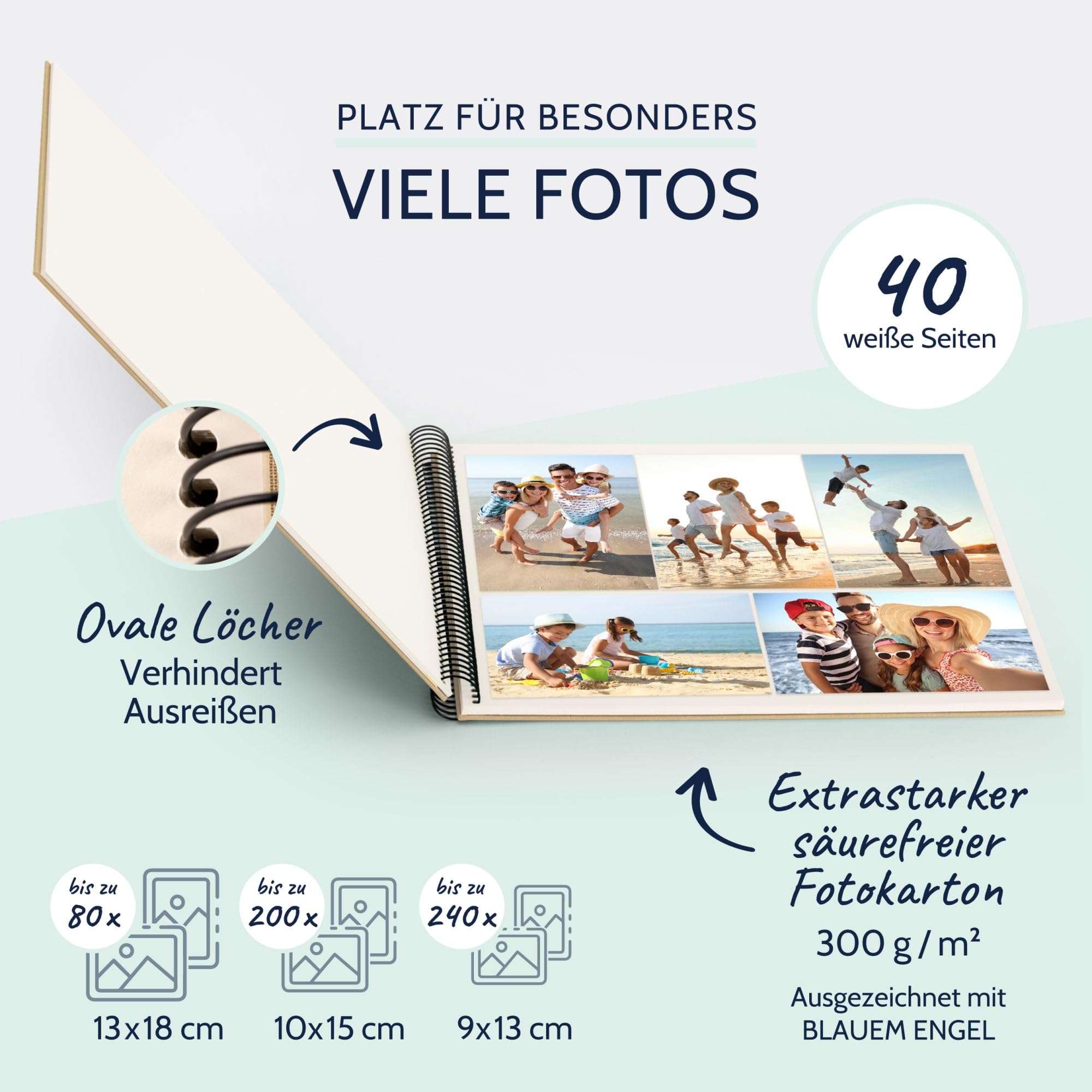 goldbuch Bella Vista 25 606 Album fotografico a spirale, beige, 35 x 30 x 2,8 cm, 40 pagine bianche, copertina in tela, album fotografico in formato orizzontale, libro fotografico, marrone chiaro