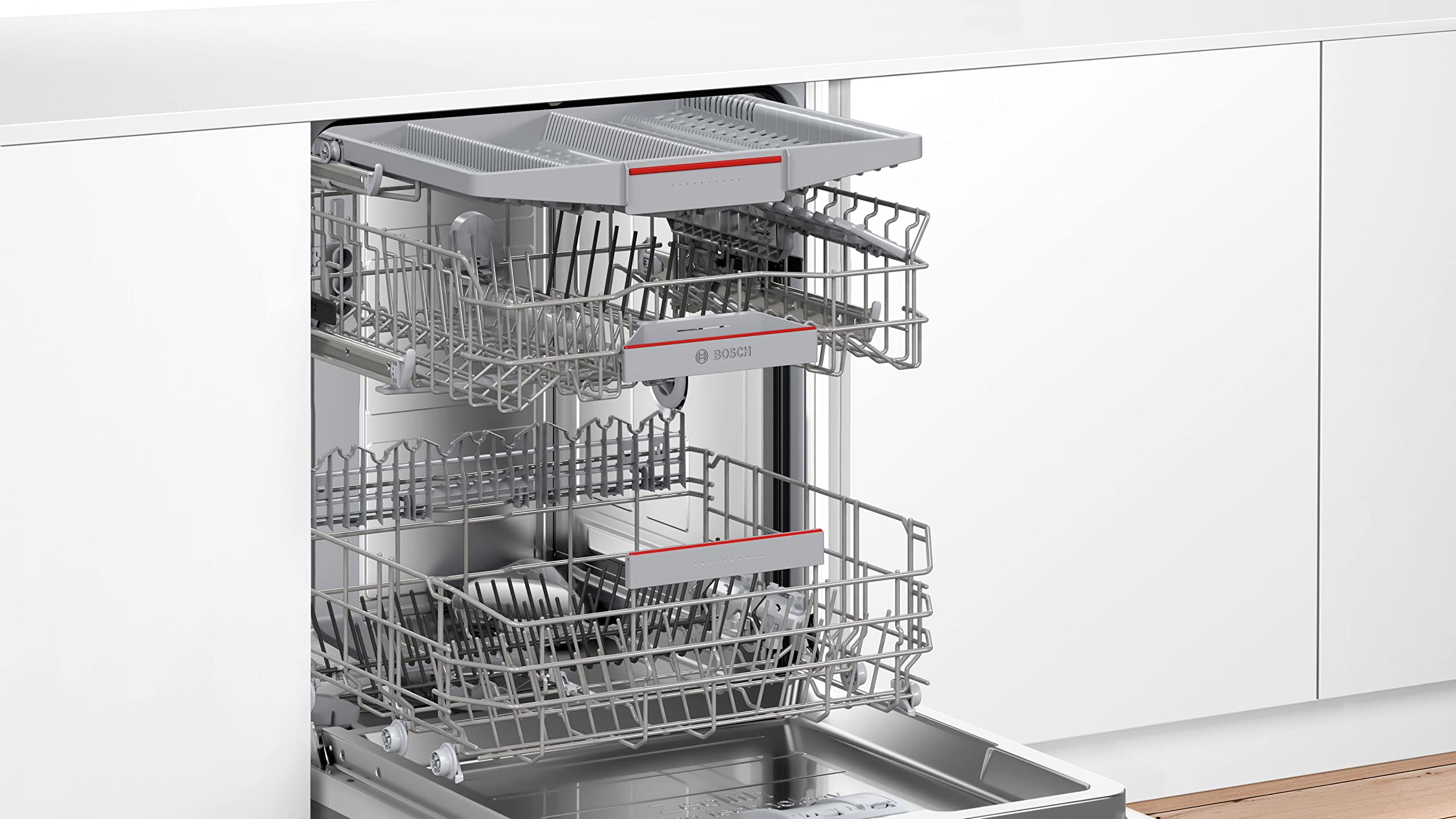 Bosch SMV6ZCX10E Série 6 Lave-vaisselle encastrable entièrement rétractable PerfectDry : séchage parfait et faible consommation d'énergie, Home Connect, diagnostic, TimeLight, 60 cm