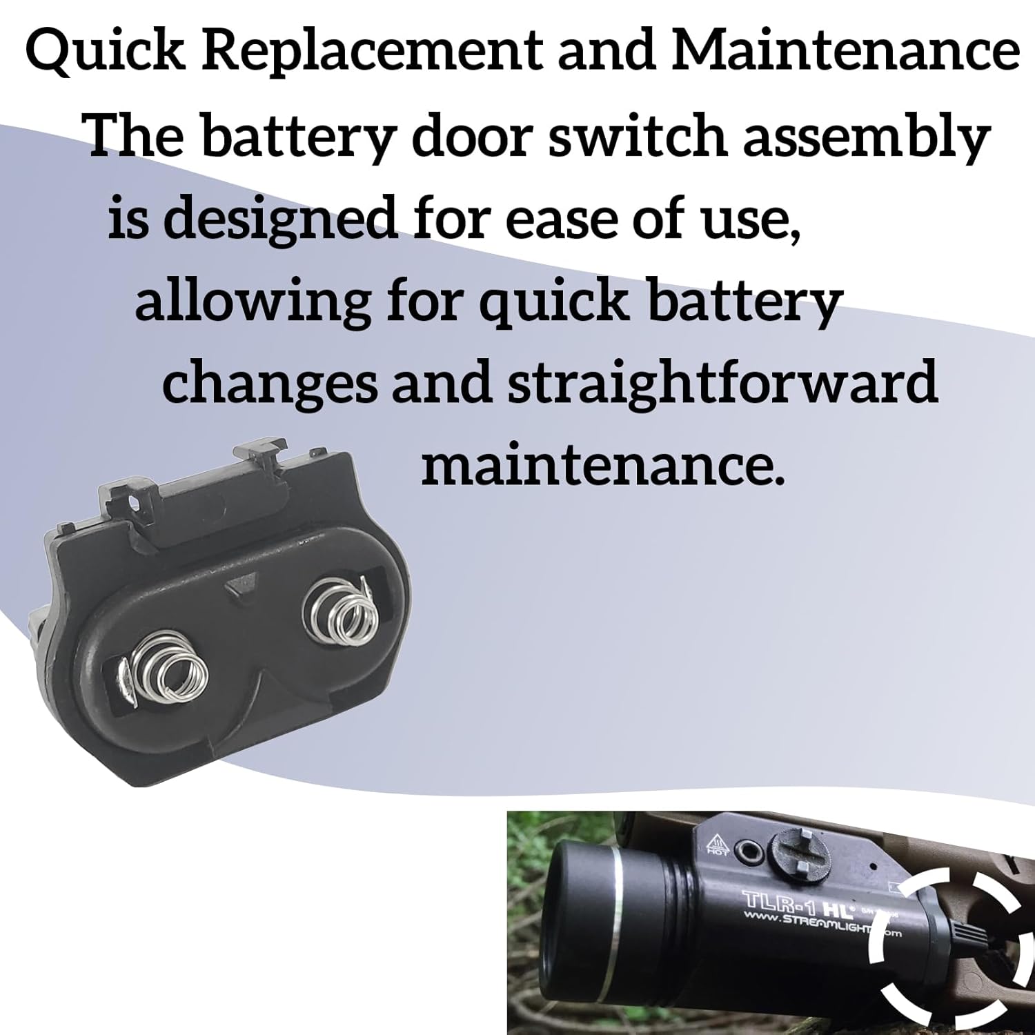TLR1 Flashlight Pressure Switch Compatible with Streamlight Battery Door TLR-1 TLR-2 Series Replacement Parts Black