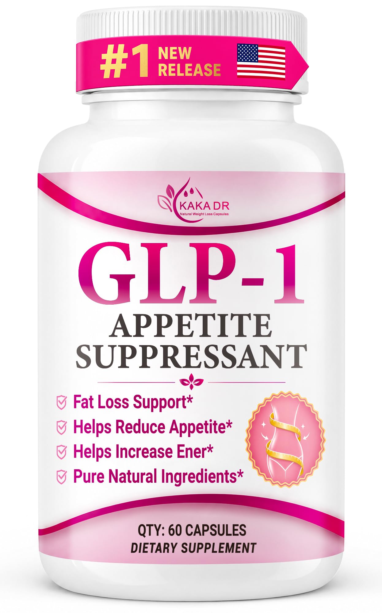 GLP-1 Supplement for Weight Loss, Appetite Suppressant for Women and Men, Metabolism Booster, Burn Fat 24/7 | Metabolism Booster, 3rd Party Tested Supplement, 60 Capsules