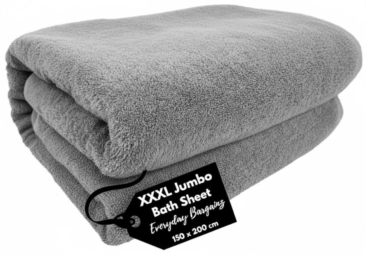 EDB Huge XXXL Jumbo Bath Sheet (150 cm x 200 cm, 600-GSM) Super Soft 100% Egyptian Cotton Quick Dry Big Beach Bath Sheets Towels (Silver)