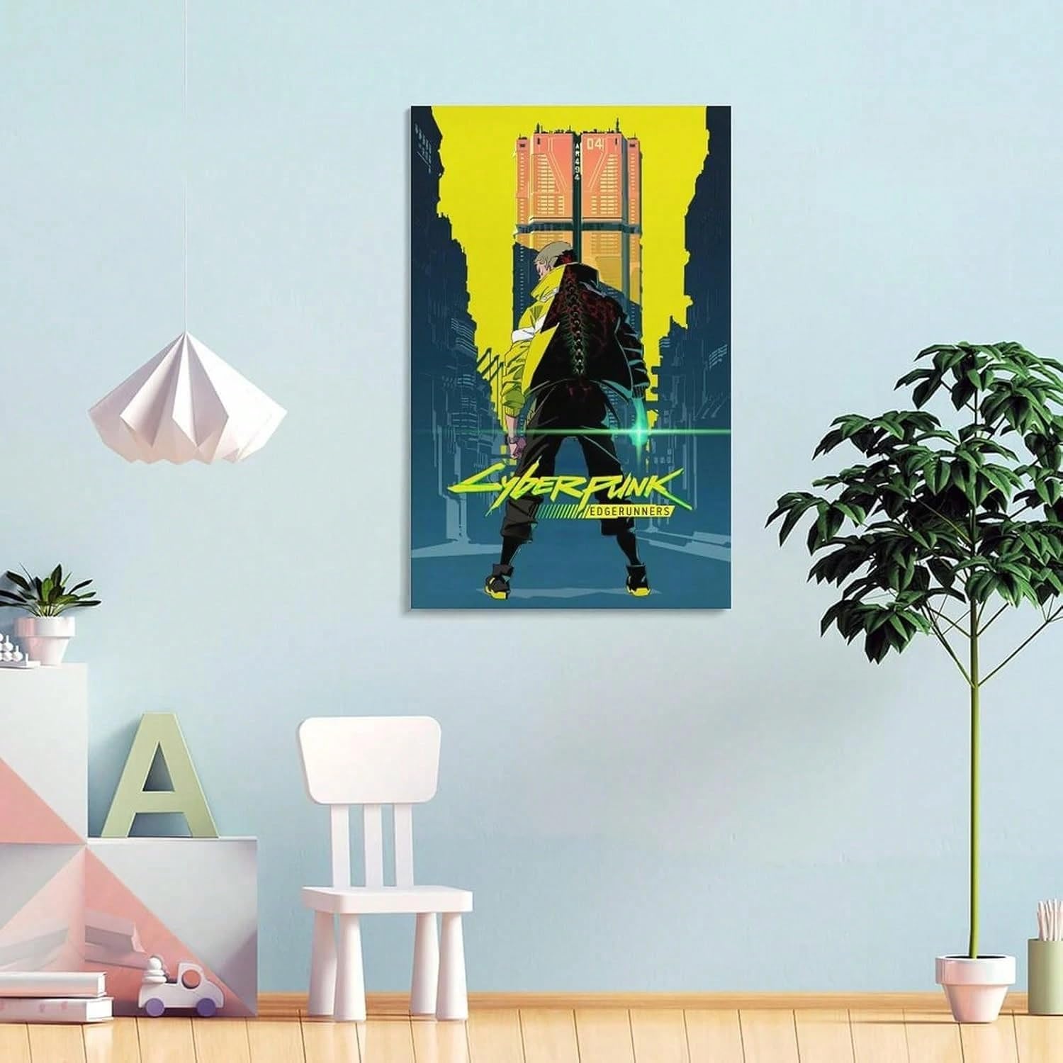 AIHNBF Cyberpunk Edgerunners Anime Mural David Martínez Póster Neón Ciencia Ficción Lienzo Futurista Ciencia Ficción Decoración de Habitación Gaming Decoración de Pared para Oficina Salón 40 x 60 cm