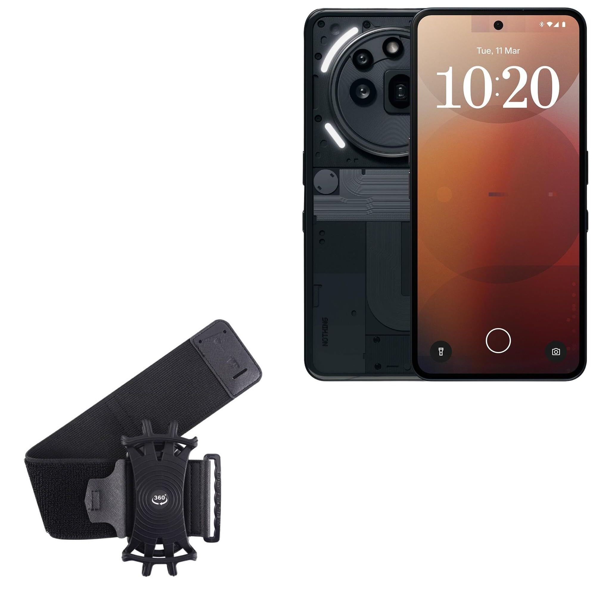 BoxWave Holster Compatible with Nothing Phone (3a) Bro - ActiveStretch Sport Armband, Adjustable Armband for Workout and Running - Jet Black