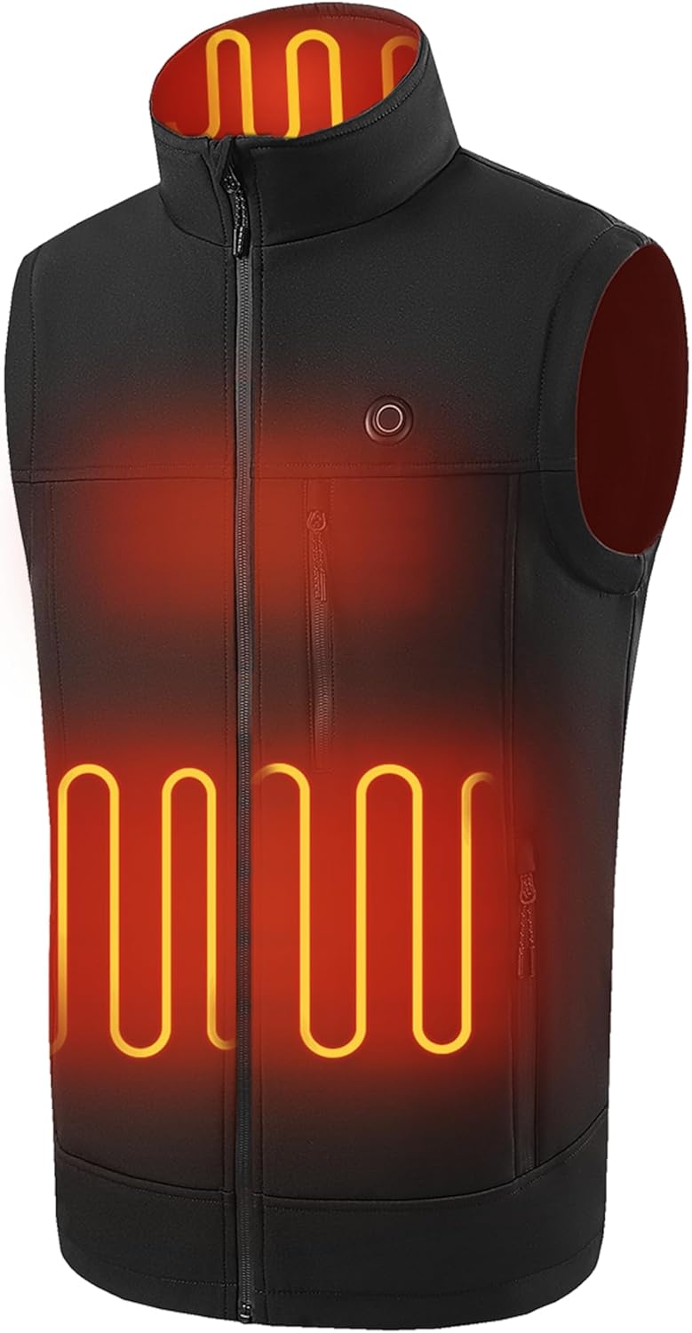 Softshell Heated Vest for Men with 10000mAh Battery,Electric Heating Golf Vest,Windproof Vest for Winter Outdoor