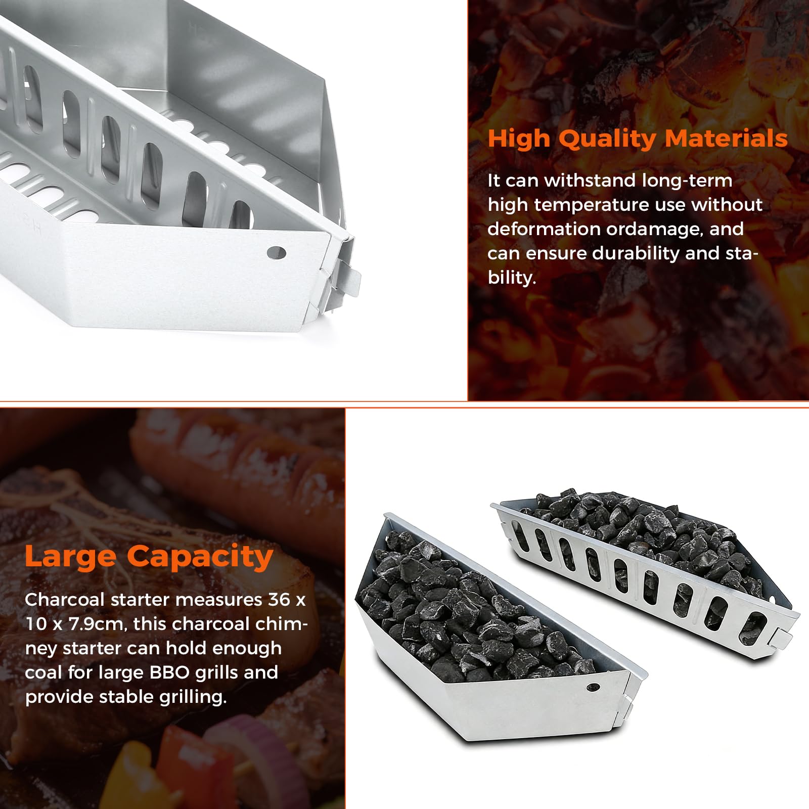 QuliMetal Holzkohlekörbe für Weber Holzkohlengrills von 47, 57, 67cm, Char-Basket für Weber 7403, Kohlekörbe, Holzkohle Briquette Fuel Halter für Kettle, One Touch, Master Touch, Kugelgrills, 2 Stück