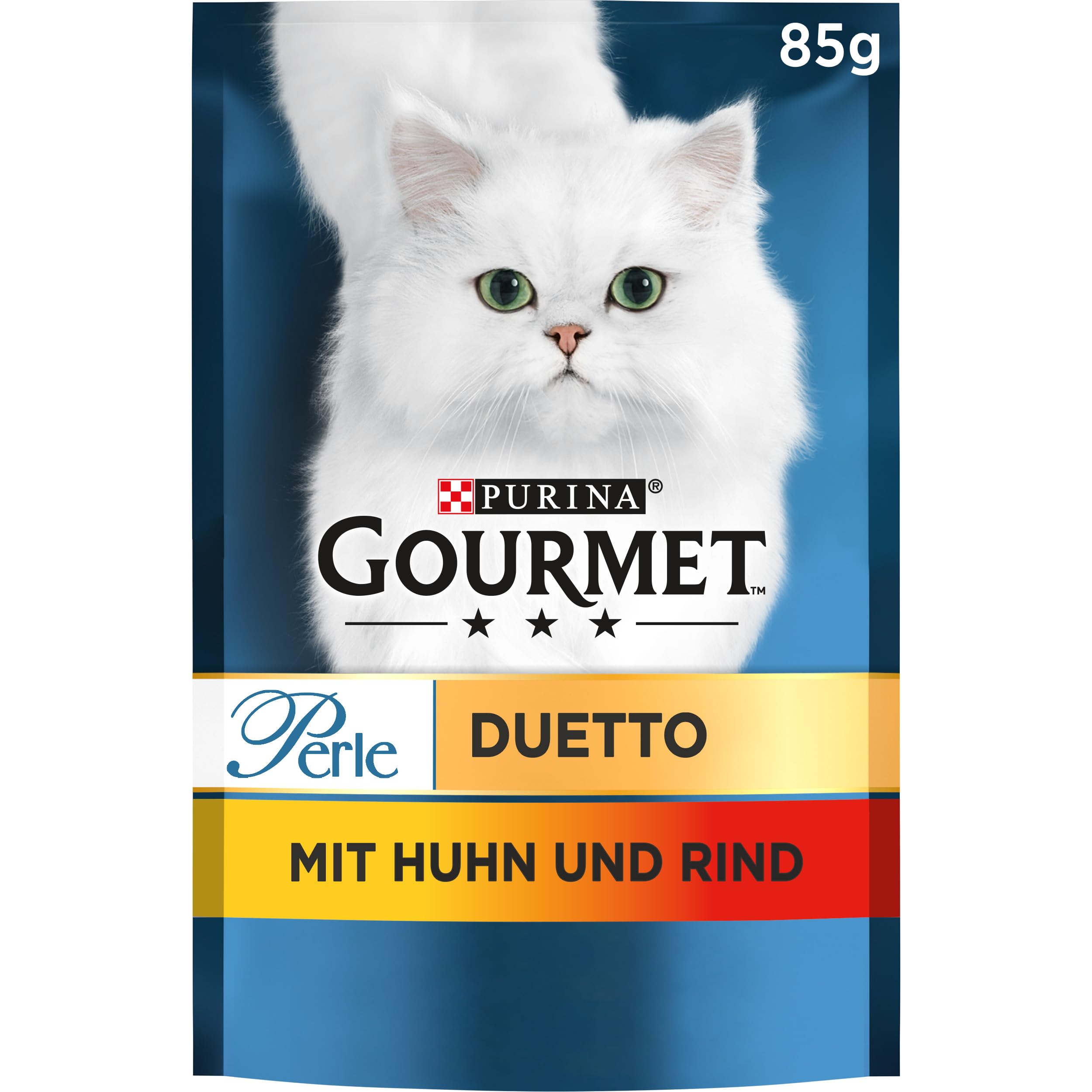 Gourmet Perle Duetto Katzenfutter nass, mit Huhn und Rind, 26er Pack (26 x 85g)