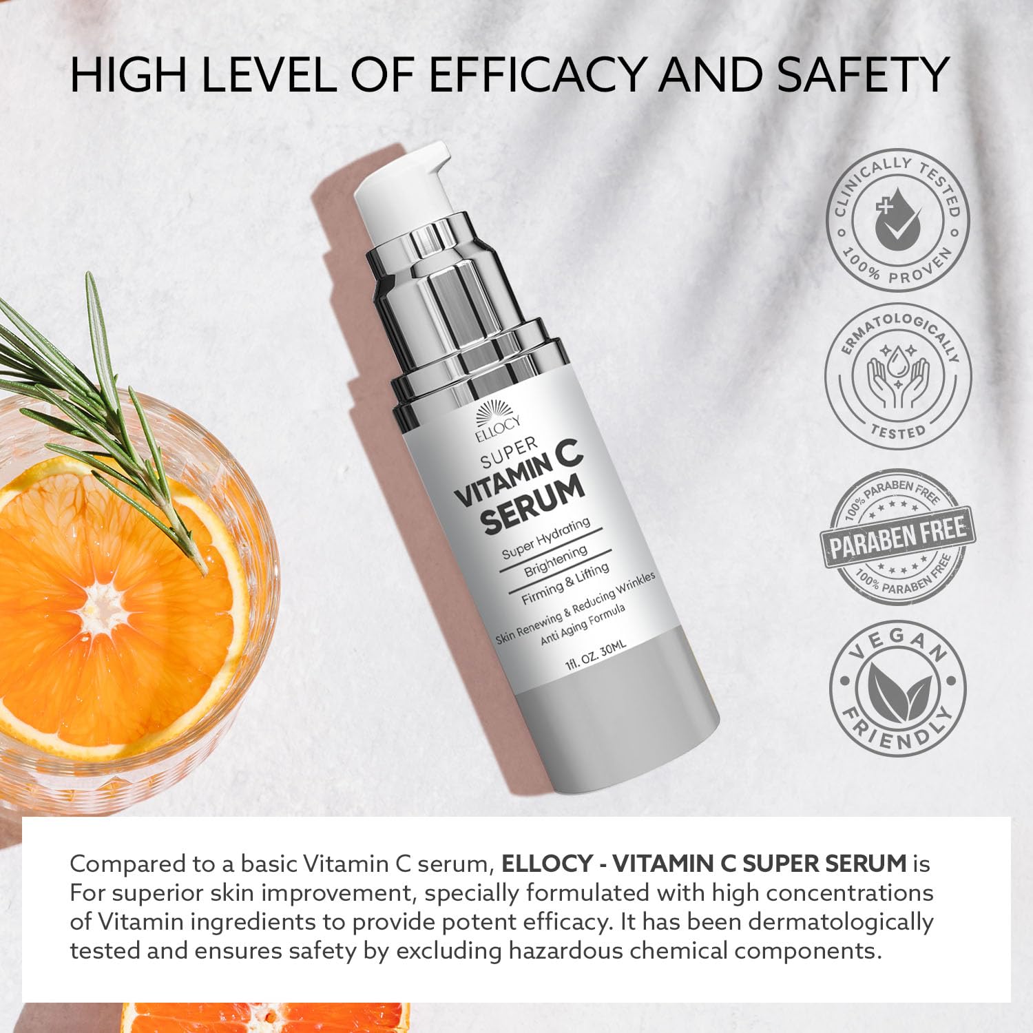 Super Vitamin C Serum for Women Over 70: Vitamin C Vitamin E Hyaluronic Acid Caffeine Hydrating - Hydrates Firms Lifts Smooths Targets Age Spots Wrinkle - All In One Formula for Mature Skin 30ml - Image 5