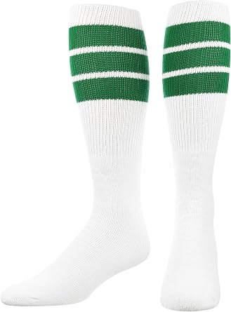 TCK Retro Tube Socks with Stripes for Men & Women - 3 Stripe, 70s 80s Deadlift Socks