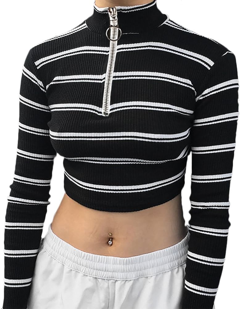 Crop top de rayas blanco y negro Clearance