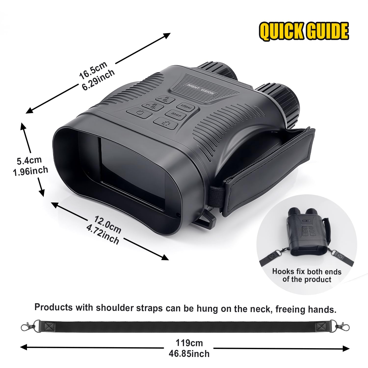 Occhiali per visione notturna, binocolo 4K per visione notturna con batteria di ricarica rapida da 2000 mAh, schermo HD da 2,8 pollici, raggio di visione da 700 m, per campeggio, caccia e sicurezza