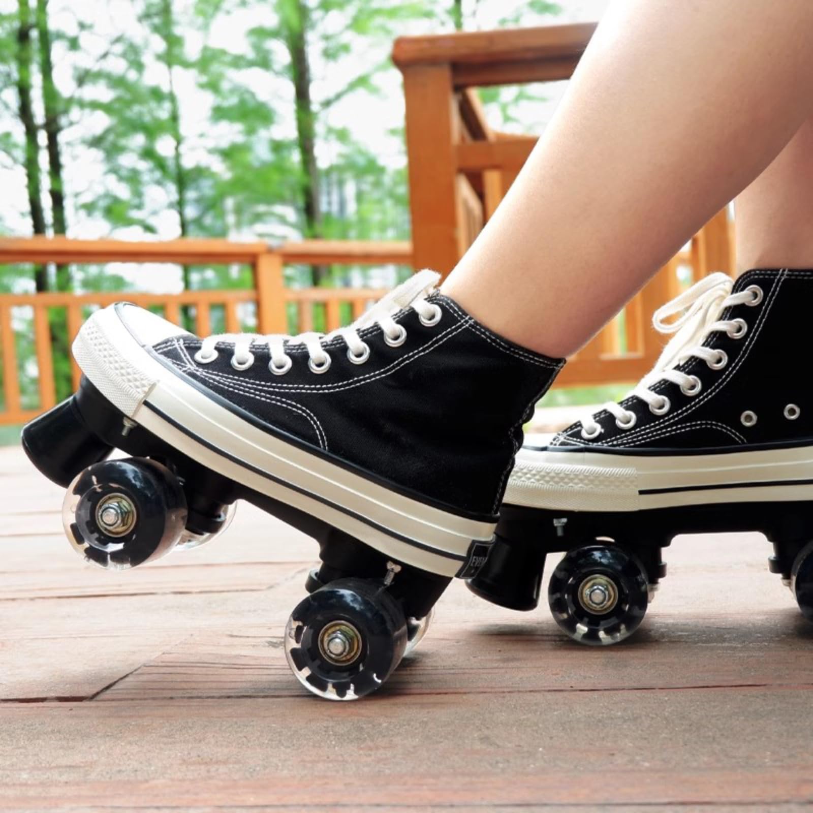 WING Patins à roulettes pour Homme et Femme Discoroller Adulte Confortable LED Rollerskates Quad Patins d'extérieur pour Filles et garçons