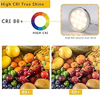 Vista 6 de Smart LED Puck Lights with APP Control, Dimmable Cabinet Lighting with Bluetooth, Music Sync and Timer Function, Under Cabinet Lights, DC 12V Plata