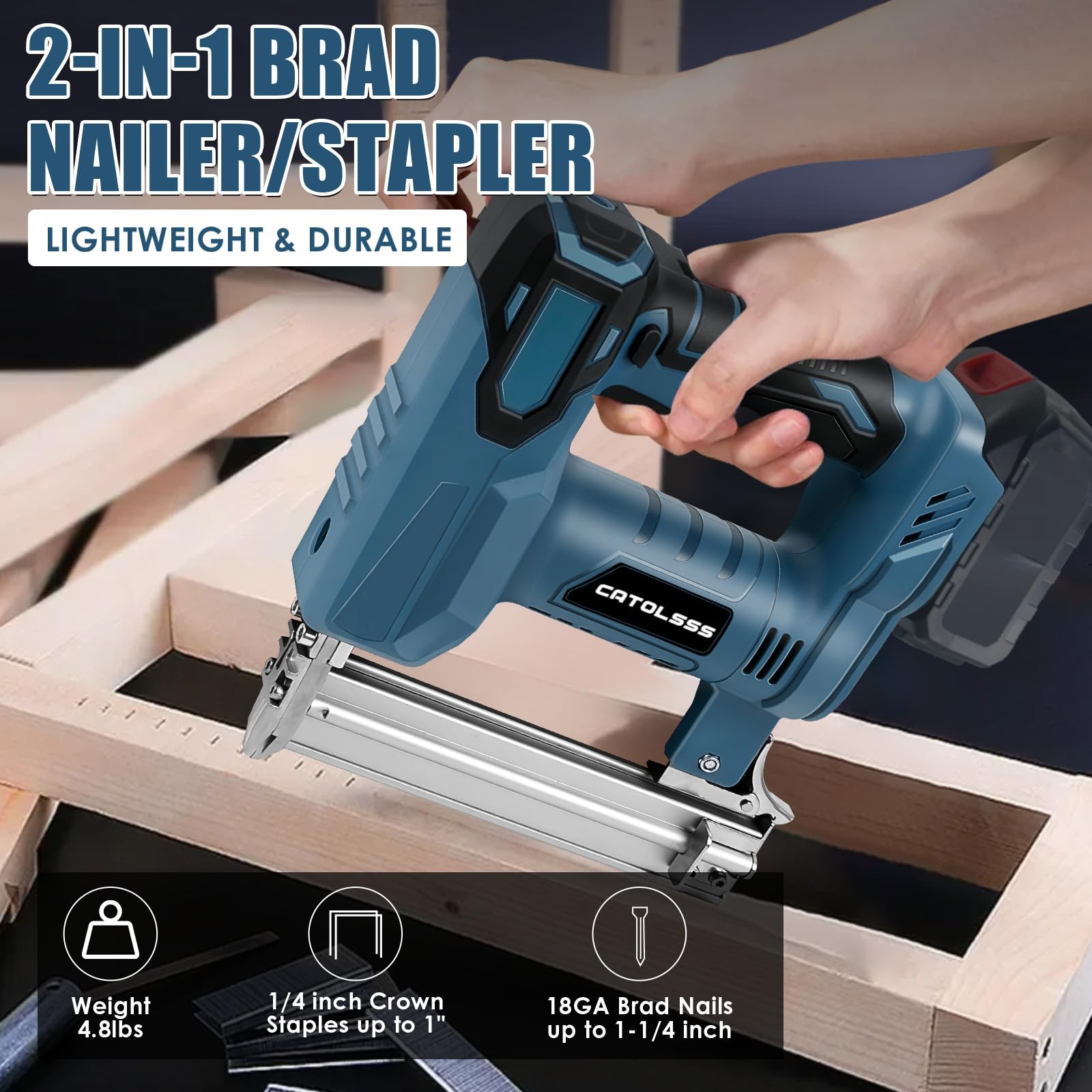 Agrafeuse électrique sans fil compatible avec batterie au lithium Makita 18 V,100 W Agrafeuse électrique 2 en 1 Avec avec 500 clous et 500 agrafes