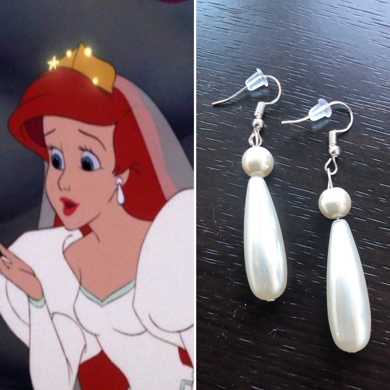 Ariel Earrings, Ariel Wedding Earrings, Little Mermaid Costume, Little Mermaid Earrings, Ariel's Wedding Earrings, Ariel Costume
