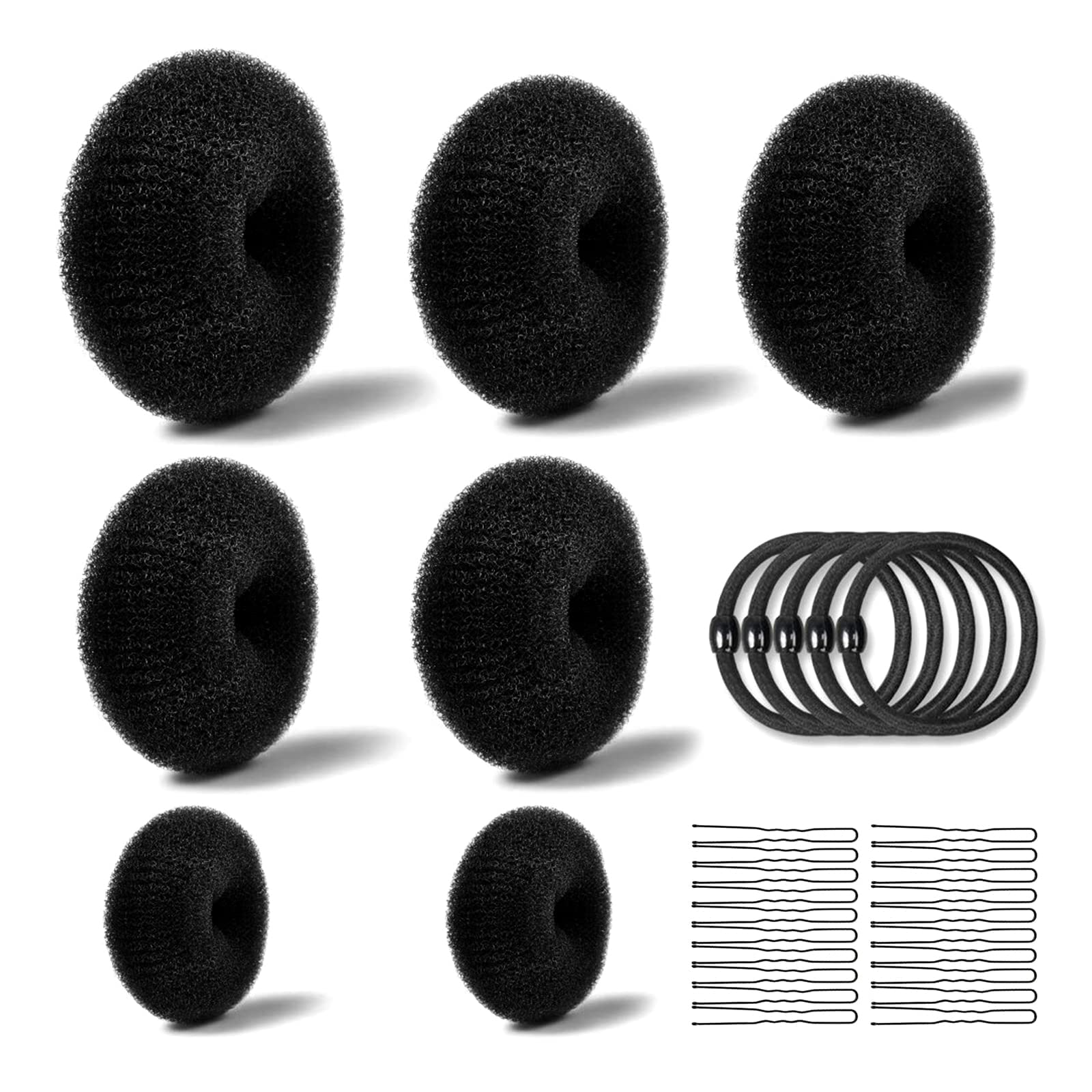 4 Stück Donut-Haarknoten + 30 Haarspangen – 2 Größen (5,3 & 6,9 Cm), Aus Baumwolle, Für Dutt & Hochsteckfrisuren