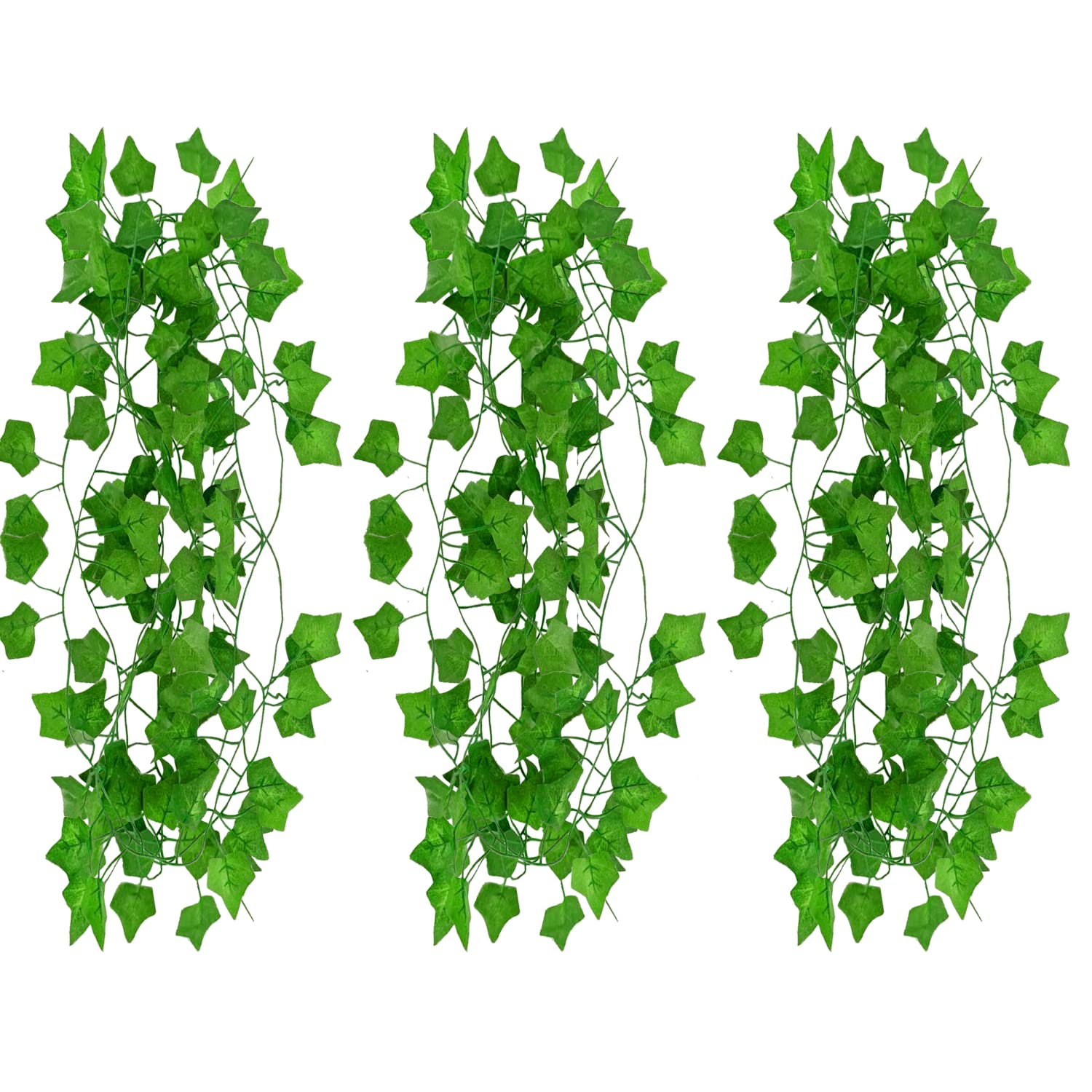 3 pack Artificial Fake Vine, 21Ft Fake Ivy Fake Plants Green Leaves Hanging Vine Plant Vine Decoration for Home Kitchen Garden Office Wedding Wall