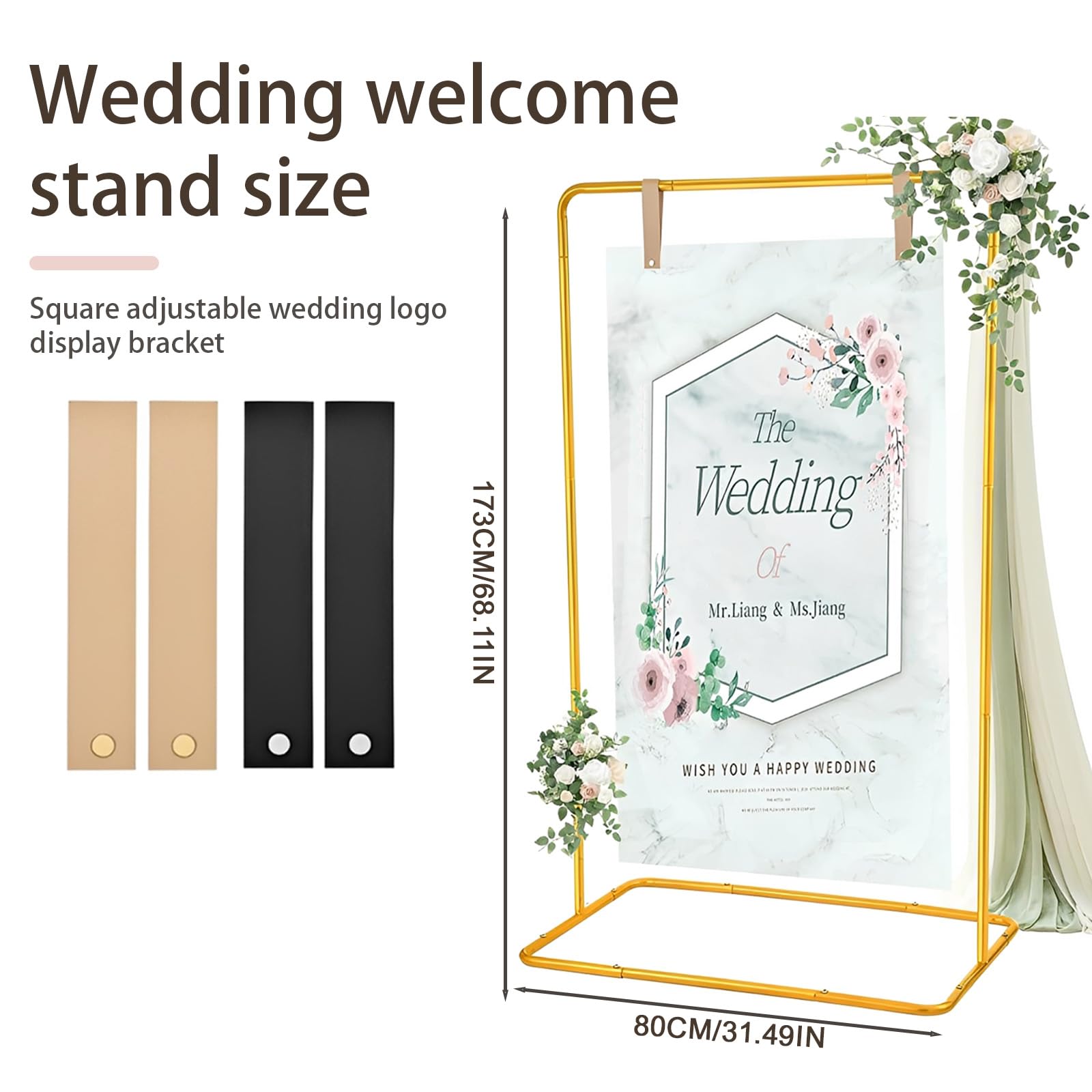 Tableau Matrimonio, Tableau Mariage 173x80x50cm, Tableau Mariage Matrimonio | Tableau de Mariage con 4 Cinghie, Tableau Matrimonio Fai da te per Tabelle dei Posti, Ricevimenti, Poster e Decorazioni