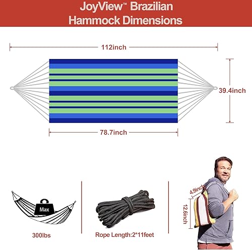 Miniatura 8 de JoyView Hamaca individual de macramé bohemia con cuerdas para colgar y elegantes borlas, hamaca portátil de algodón de 78.8 x 39.4 pulgadas, para