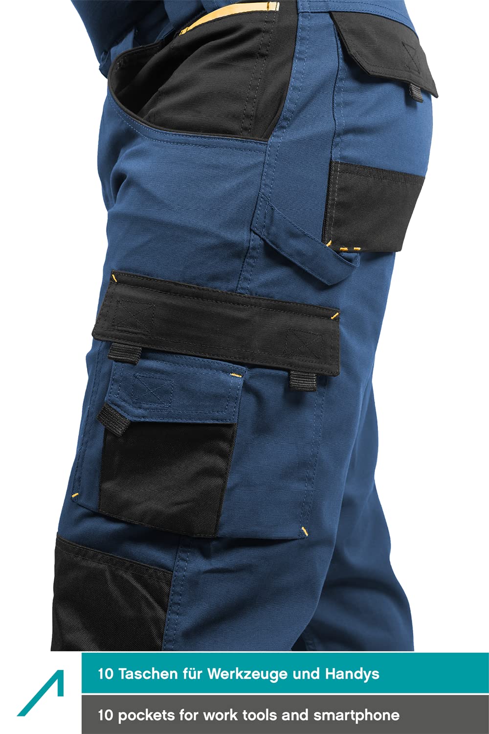 ACE Genesis Pro Pantalones de Trabajo Largos para Hombre - Pantalones Cargo de Trabajo para Hombre - Cintura elástica y Bolsillos en Las Rodillas - Azul Oscuro - 34/32