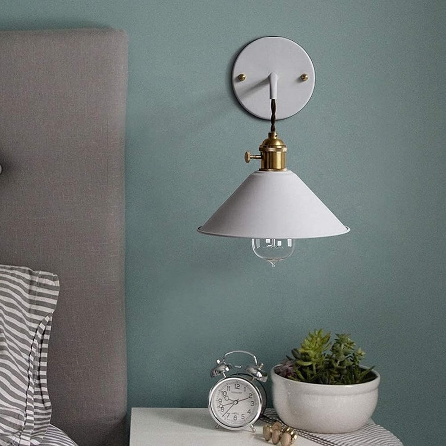 HXYSXHJUO Modern Wall Light Metal Funnel Shade Wrought Iron Lamp Indoor Lighting Kitchen Sconce Industrial Fixture, Pendant