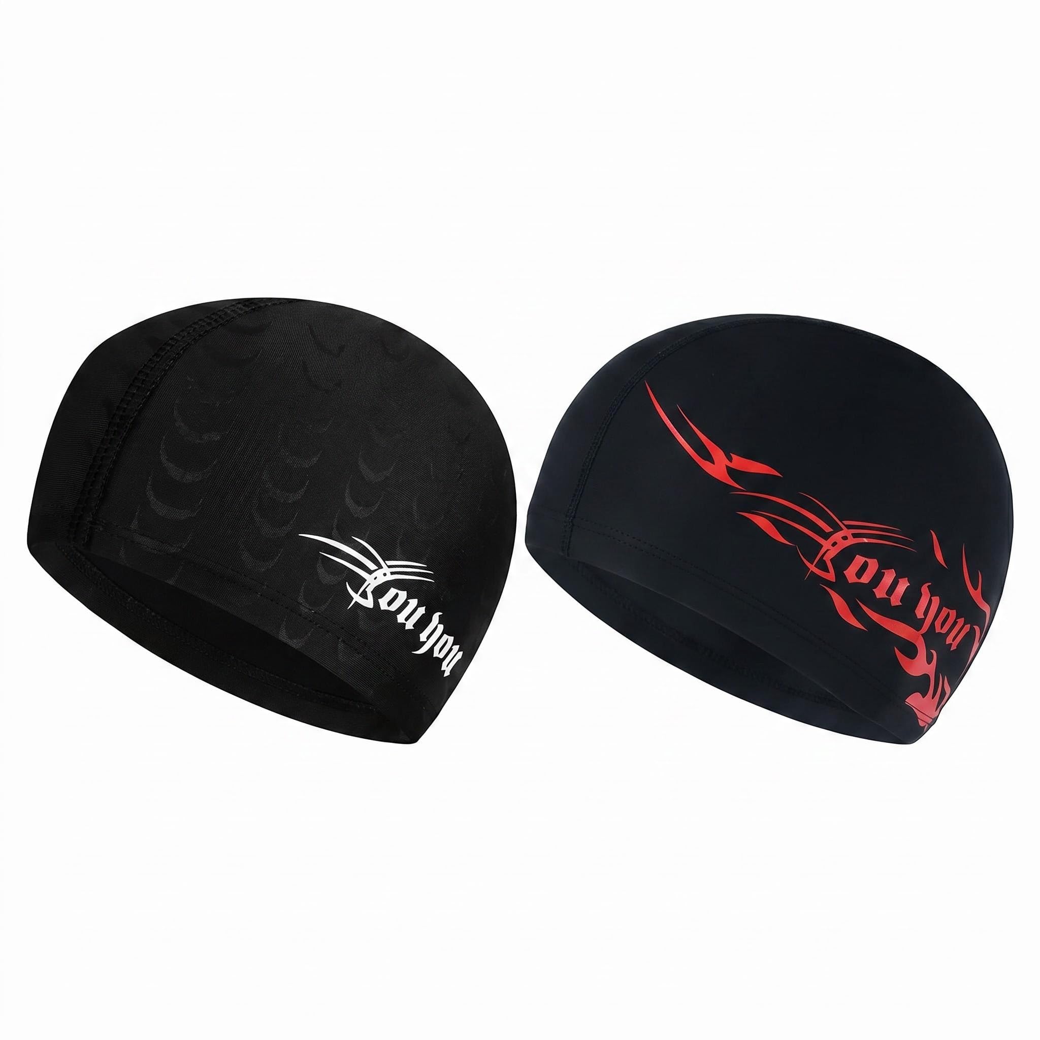 Durdiiy 2Pcs Swimming Caps, Adult Unisex Comfortable hat Non-Slip lining Hat, Shaped Cap, Chlorine Beating Swim Cap Super Stretch No Pull Hair Hats for Long and Short (B)