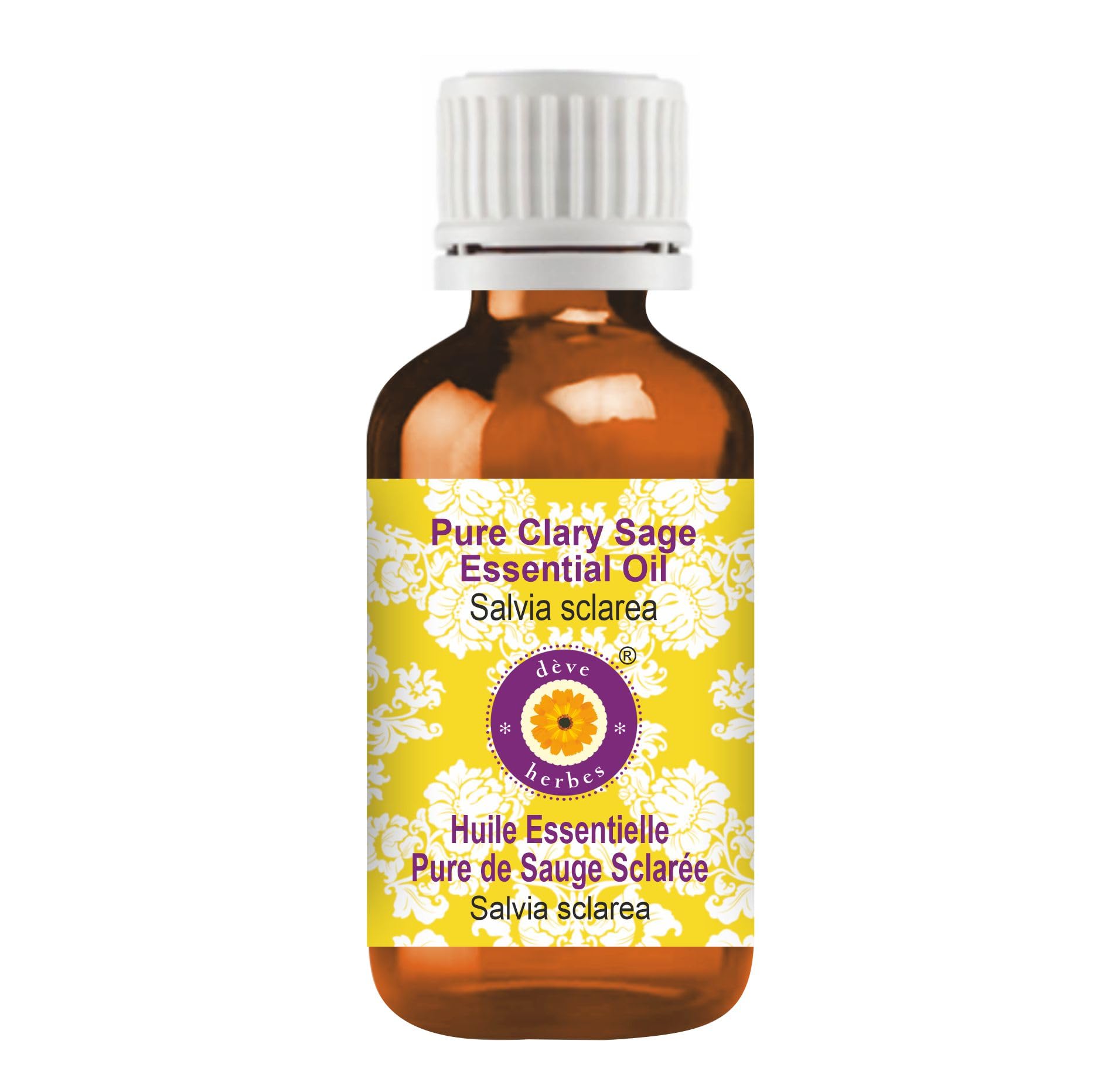 Deve Herbes Pure Clary Sage Essential Oil (Salvia sclarea) Steam Distilled 10ml (0.33 oz)