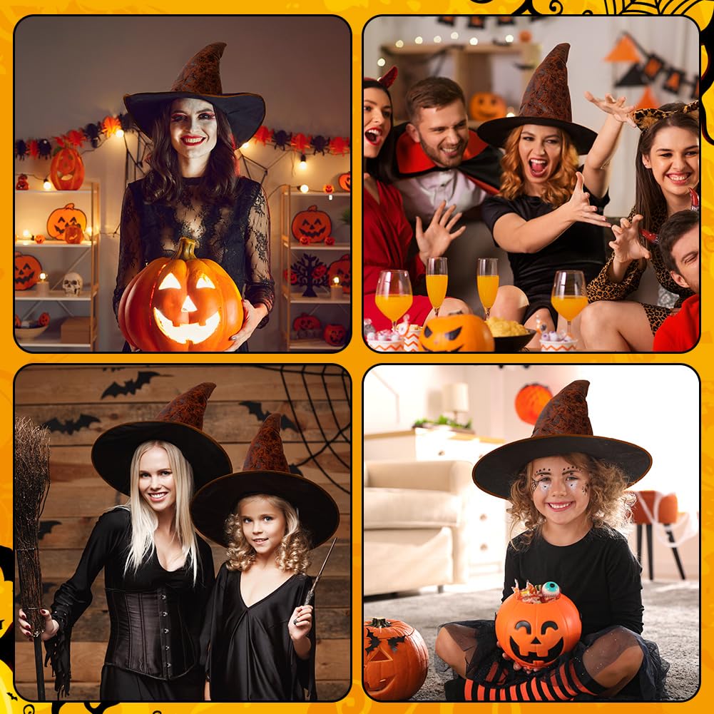 Aomig Chapeau Sorcière, Chapeaux Pointus, Chapeau De Sorcière Brun Pliable Adulte Pour Une Fête Costumée, Halloween, Les Vacances Spéciales, Les Réunions De Famille, Les Anniversaires