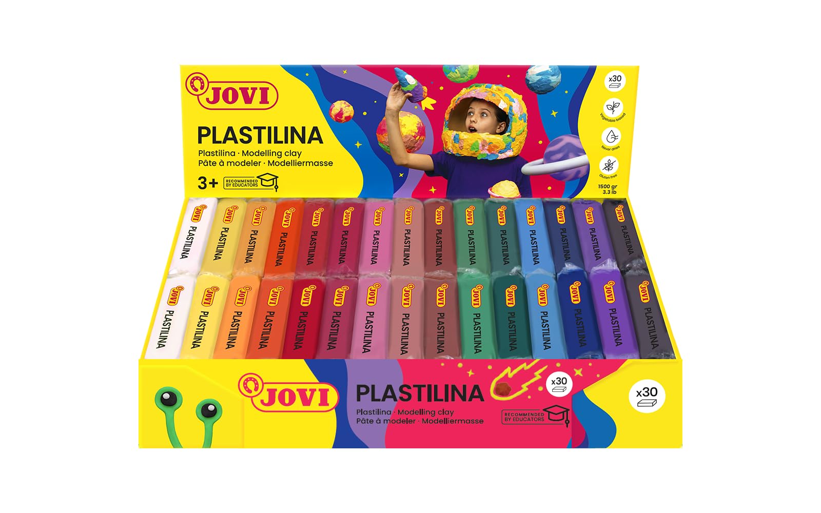 Jovi Plastilina Modelling Clay 30 Colors X 50Gm (15Colors 2) Box, 70-S