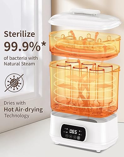 Miniatura 3 de Esterilizador para biberones esterilizador y secadora de vapor eléctrico desinfectante para biberones 4 en 1 ajuste universal para todos los