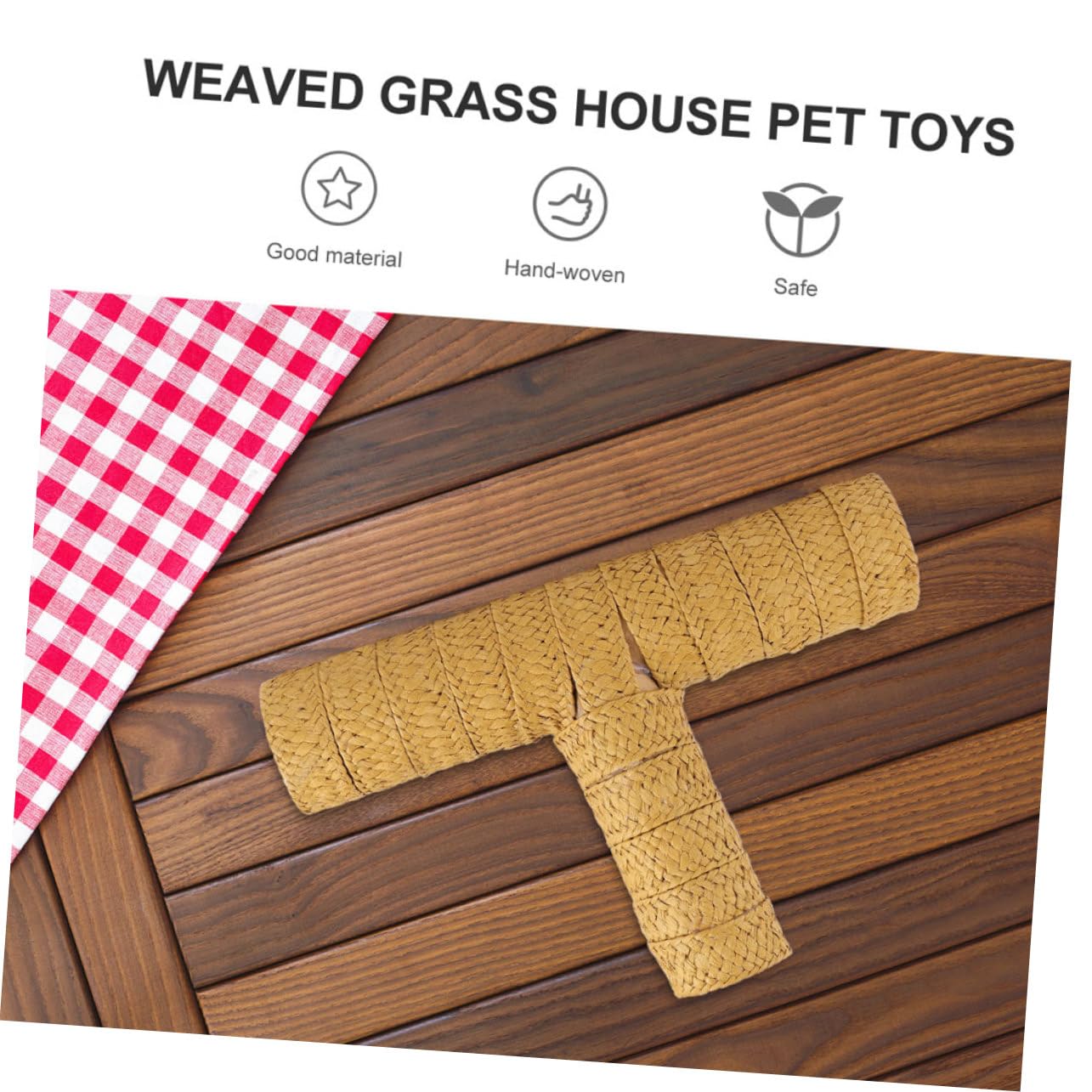 Happyyami Hamster Tunnel Tiny Tube Pet Nest Weaved Grass House Natural Grass Tunnel Animal Activity Center