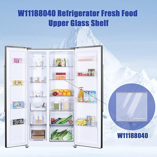 Miniatura 2 de W11188040 Reemplazo de estante de vidrio para congelador Whirlpool Maytag Refrigerador Estante de vidrio -Reemplaza W11135529 AP6286990-17-516"