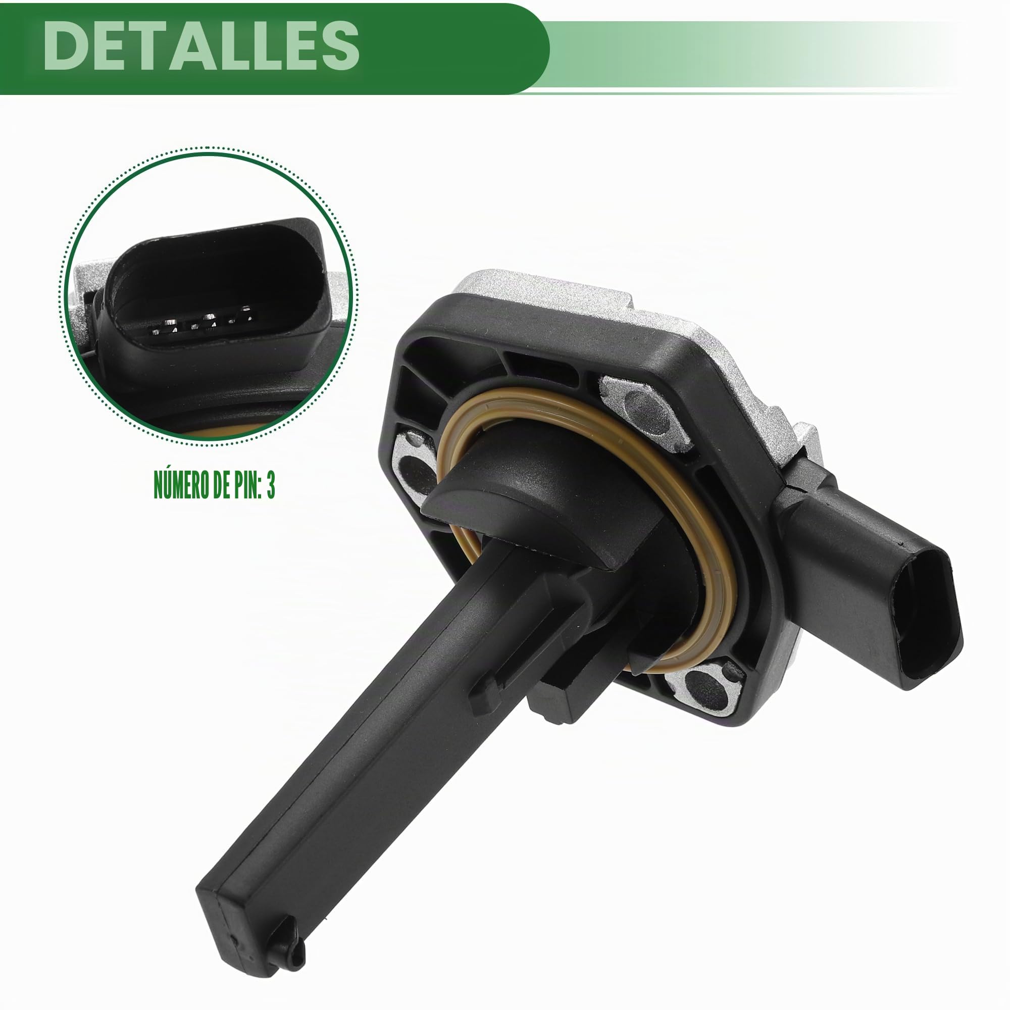 A ABSOPRO Sensor De Nivel De Aceite Para Audi A3 06-13 1Pc | Negro Plata Tono, Metal/Plástico, 105X93X67Mm, Oe 06E907660, Para Audi A4 05-09, A6 05-11, A8 07-10, Q3 15-18, Q7 07-10