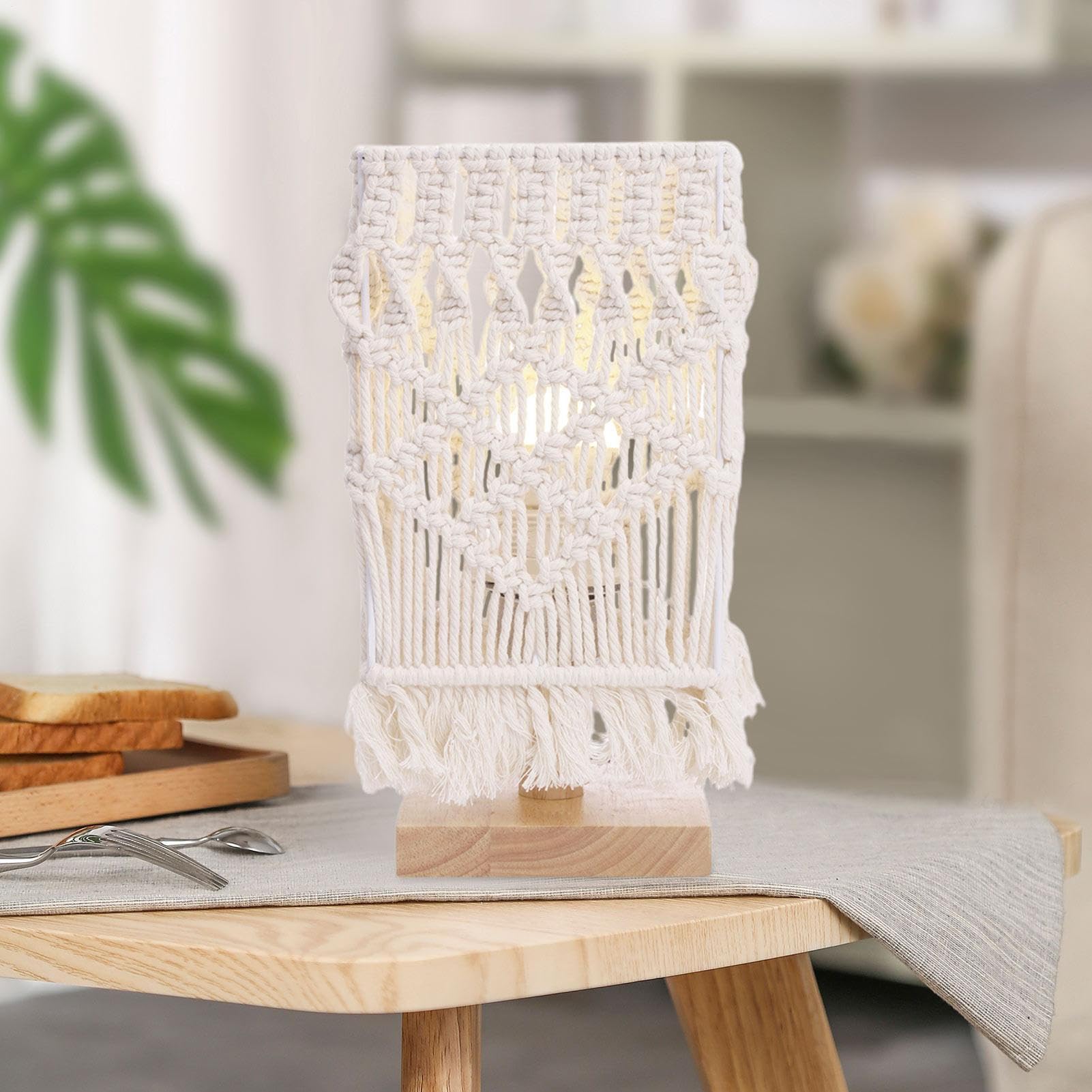 Lampada Da Tavolo Per La Camera Da | Şarj Edilebilir Egzersiz Aktivitesi Gizli Hareketli Oyalayıcılar | Luminosa da Scrivania con Macramè - Per Studiare Leggere Camera Da Dormitorio Appartamento Compl