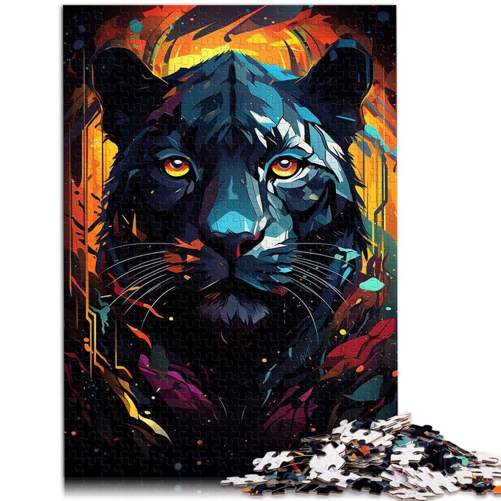 1000 Piece Jigsaw Puzzles for Adults Jigsaw Color Fantasy Black Panther Jigsaw Puzzle 26x38cm Unique Home Decor and Gifts