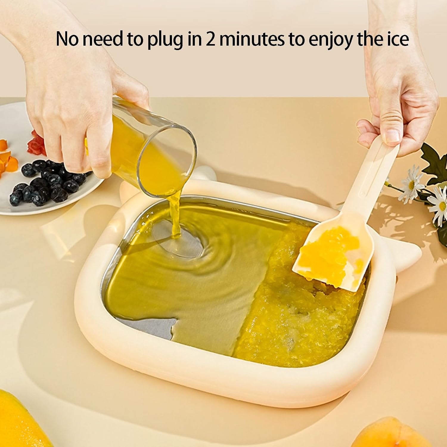 Manual Ice Cream Maker Without Electricity Freeze, Coral, A