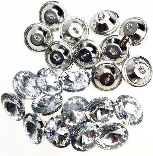 70 botones de cristal de diamantes de imitación de 1 pulgada, tapizado de botón de diamante transparente con botones de lazo de metal para coser,