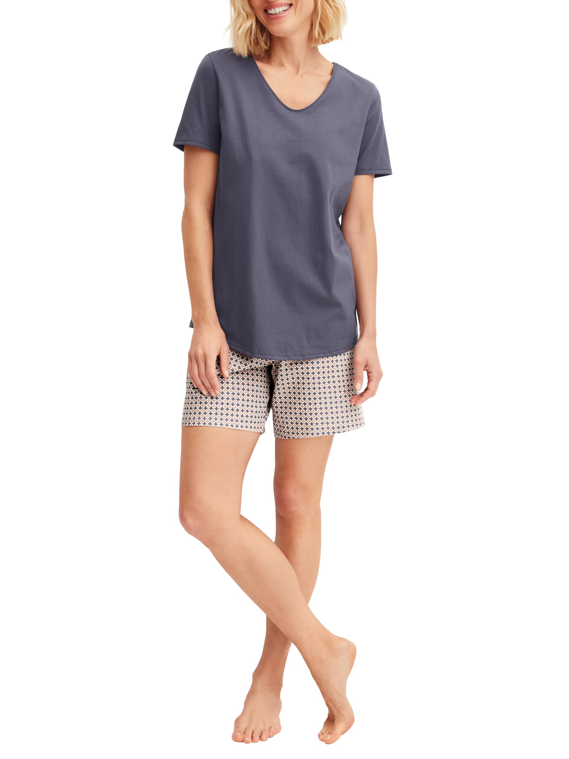 CALIDA Flower Nights Kurz-Pyjama Damen | 100% Baumwolle, weich, atmungsaktiv und hautfreundlich, anschmiegsamer Single Jersey, ideal für warme Nächte