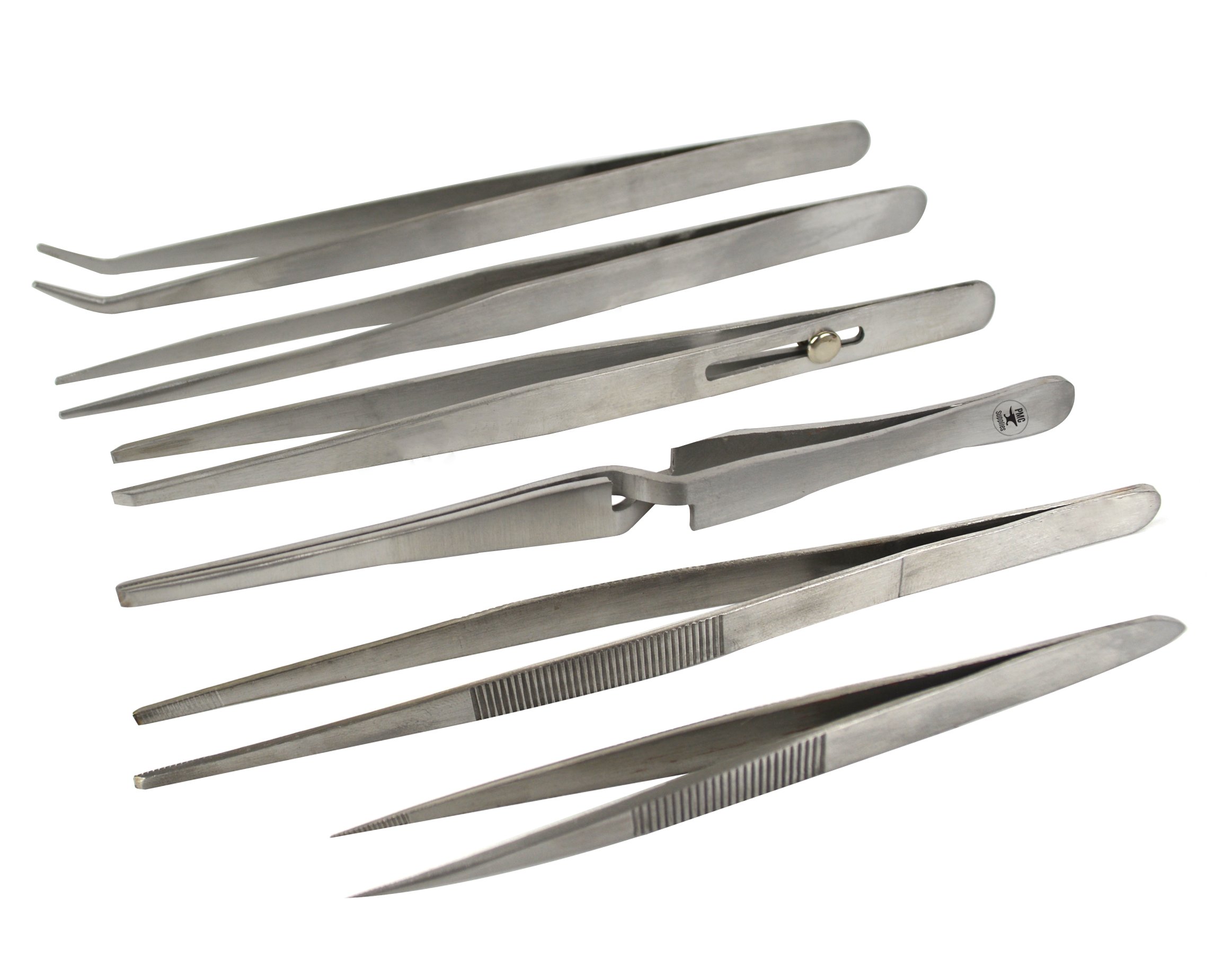 6 Piece Stainless Steel All Purpose Jewelry Making Tweezer Set
