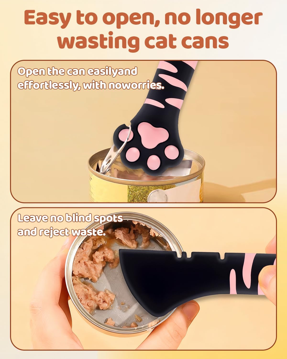3 PCS Silicone Cat Food Spoons - Multifunctional Cat Can Opener & Cat Food Spatula, Pet Feeding Tools for Wet Canned Food, Cute Dog Cat Supplies (White, Black, Grey) image 3