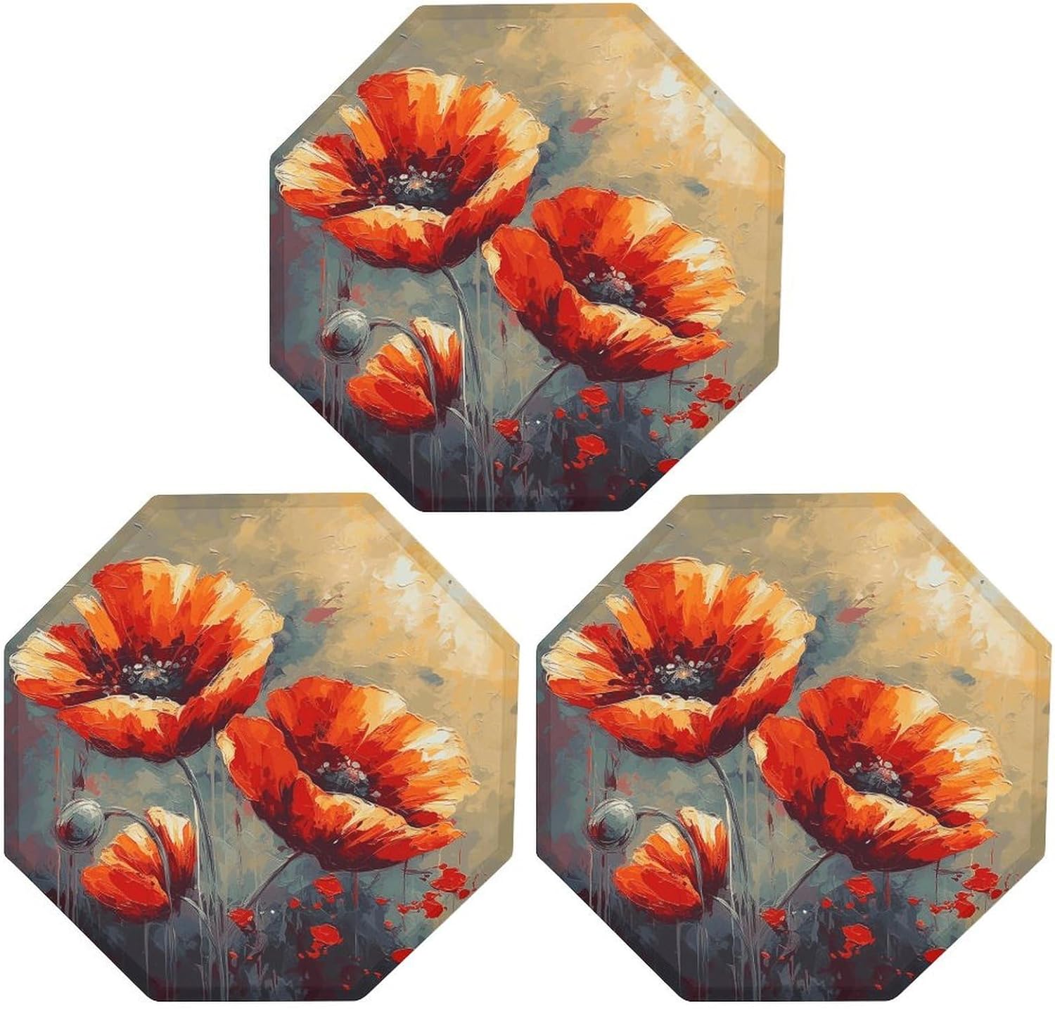 Ctagon Metal Sign for Home, Modern Display Plate for Kitchen, Simple Flower Oil Painting Plates Accent Hanging Wall Decorations 3PCS for Living Room, Bedroom, Hallway, Hotel