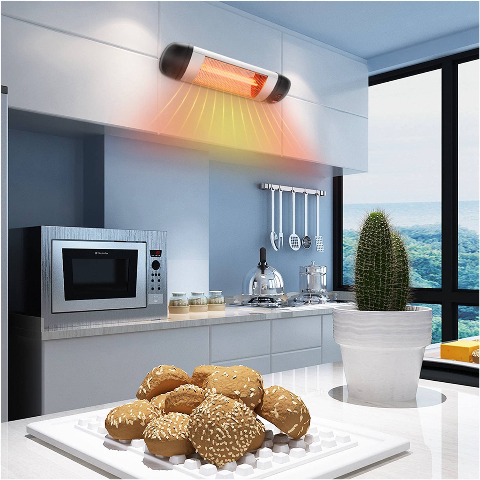 DZMARK ZOKOP US PHW-1500CR 1500W Wall Terrace Heater with Remote Control / First Gear / Single Color / 1 Quartz Tube Black Powerful & Sturdy