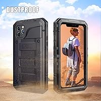 Vista 6 de Mitywah Funda impermeable para iPhone 11 Pro Max, funda de metal resistente de grado militar con protección de pantalla integrada, funda protectora