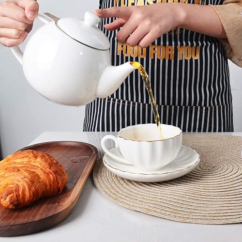 Miniatura 3 de Sweejar Tetera de porcelana con infusor de acero inoxidable extraíble, apto para microondas y lavavajillas, para té suelto, infusor de té para