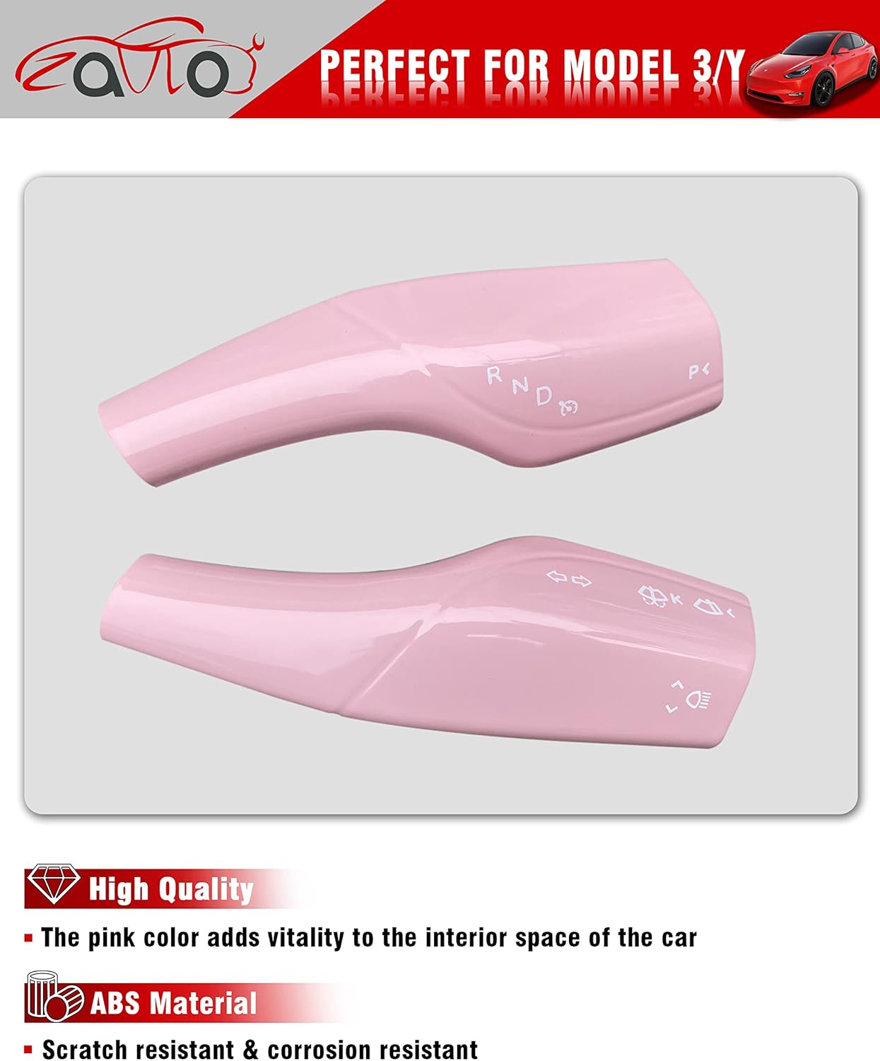 Steering Lever Cover for Tesla Model 3 Model Y Accessories Column Gear Shift Modefication Cover Pink Interior Wiper Rod Car Decorative Cover Pink