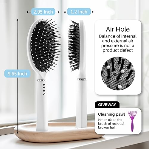 Miniatura 7 de RHOS Cepillo de pelo acolchado para mujeres, hombres y niños, cepillo desenredante para cabello rizado, grueso, delgado y largo, cepillo