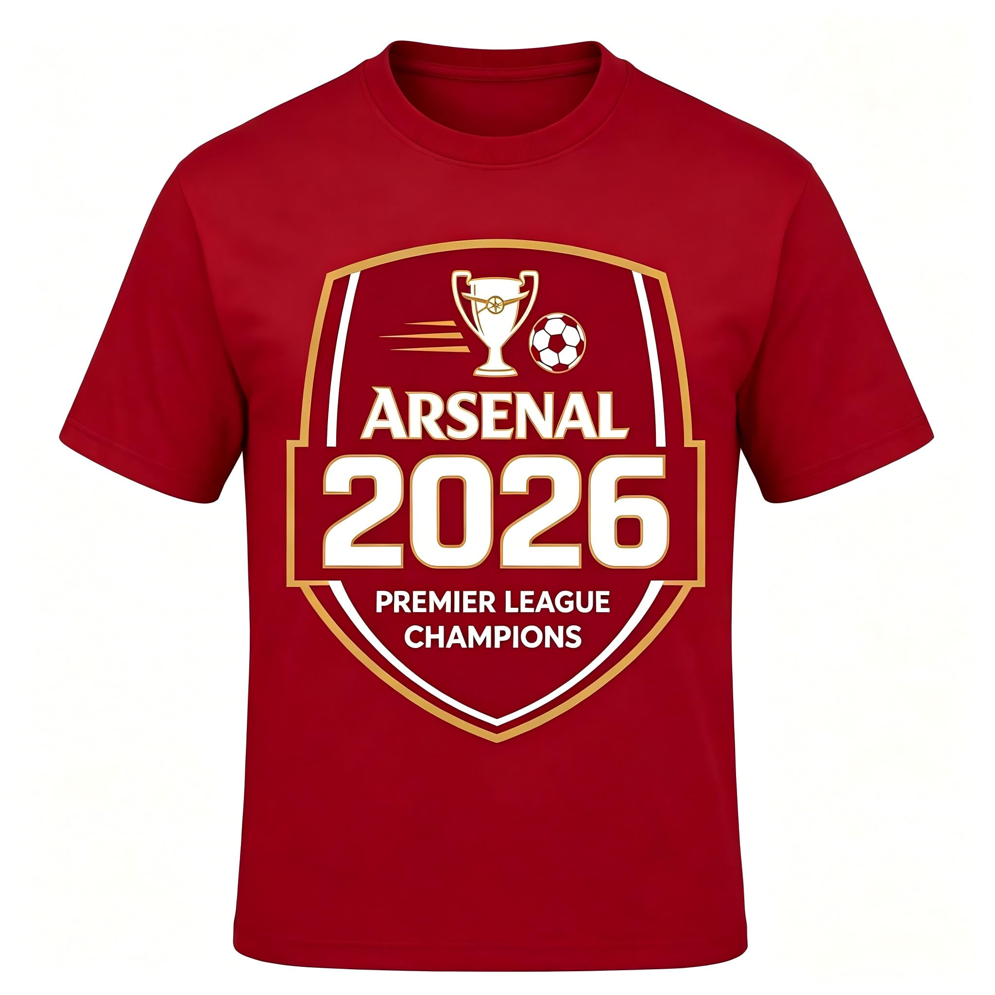 Arsenal 2026 Premier League Champions T-Shirt – 100% Cotton Crewneck Tee for Men Women (UK, Alpha, S, Regular, Regular)
