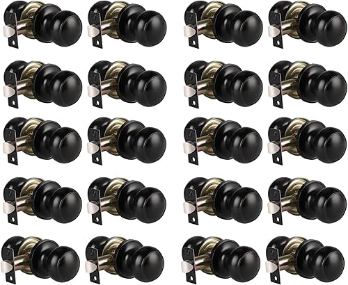 Miniatura 23 de KNOBWELL 8 Pack Black Door Knob for Hallway and Closet, Keyless Interior Passage Function, Round Non-Locking, Matte Black Handle